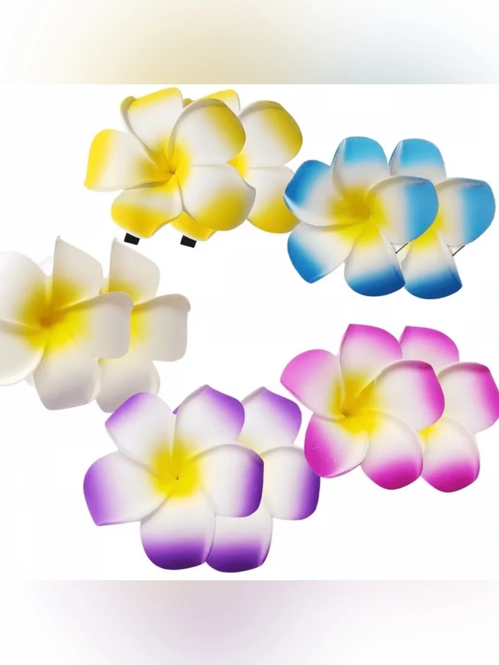 NWT-Plumeria 10-Piece Mixed Color Hair Clips Set